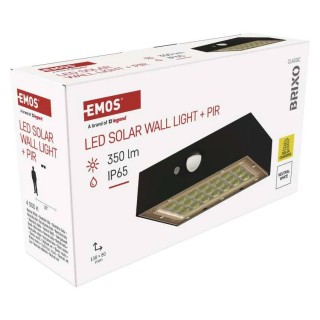 Led zidna lampa solarna sa senzorom pokreta BRIXO NW 350lm IP65 crna Emos ZG162S