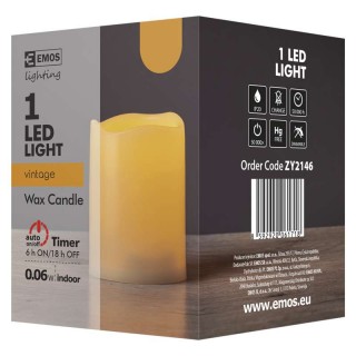 LED dekorativna sveća vosak, 10cm, 3 x AAA, timer ZY2146