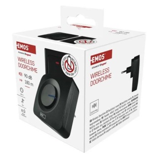 Zvono crno bežično za utičnicu bez baterije Emos P5729B