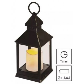 LED dekorativni fenjer Antik crni trepcuci sa tajmerom 3xAAA Vintage Emos DCLV02