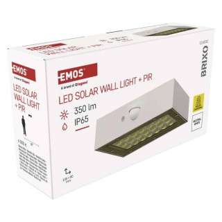 Led zidna lampa solarna sa senzorom pokreta BRIXO NW 350lm IP65 bela Emos ZG161S