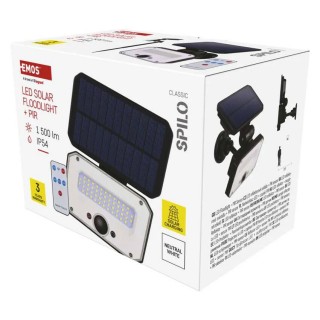 LED reflektor solarni SPILO daljinski 1.500lm PIR senzor 3.600 mAh IP54 NW Emos ZG132S