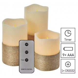 LED set dekorativnih voštanih sveća sa kanapom i daljinskim 10/12,5/15cm, 3x3x AAA vintage Emos DCCV06